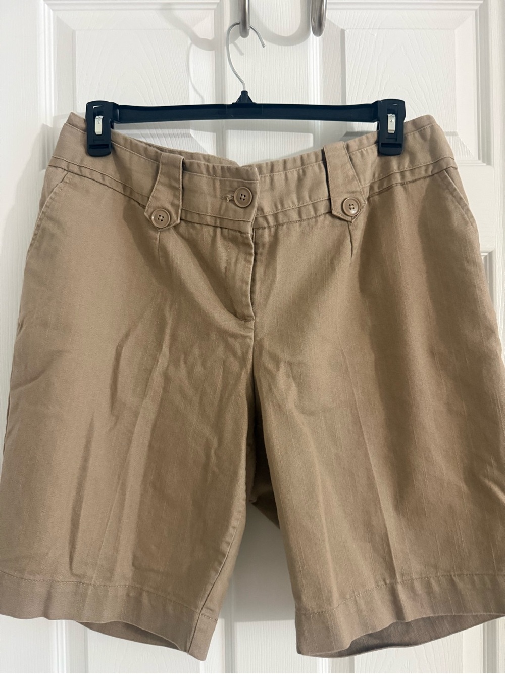 Cato Khaki Bermuda Shorts with Button-Accent Waist